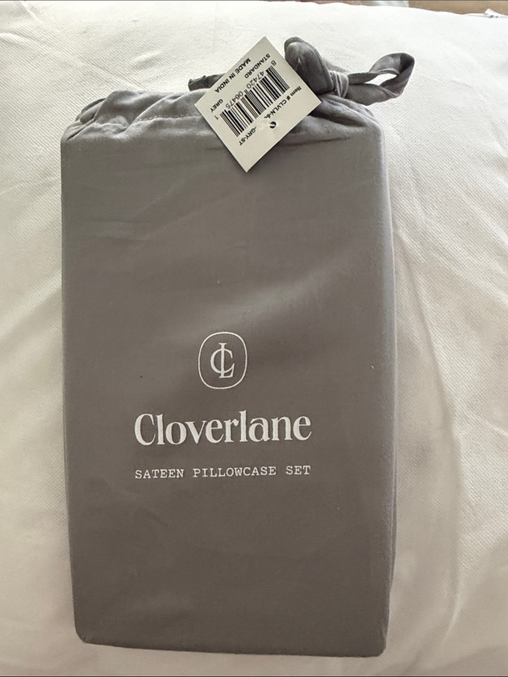 Cloverlane Sateen Pillowcase Set Standard Gray 600 TC Cotton NWT